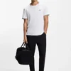 Stretch-cotton T-shirt with stripes and logo