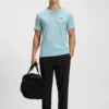 Stretch-cotton T-shirt with stripes and logo