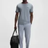 Stretch-cotton T-shirt with stripes and logo