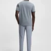 Stretch-cotton T-shirt with stripes and logo