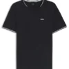 Stretch-cotton T-shirt with stripes and logo