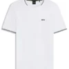Stretch-cotton T-shirt with stripes and logo