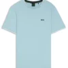 Stretch-cotton T-shirt with stripes and logo