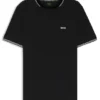Stretch-cotton T-shirt with stripes and logo