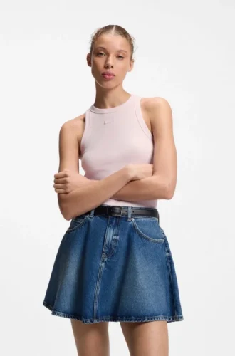 Stretch-cotton tank top with blue logo label Stretch-cotton tank top with blue logo label