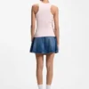 Stretch-cotton tank top with blue logo label