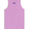Stretch-cotton tank top with blue logo label