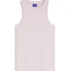 Stretch-cotton tank top with blue logo label