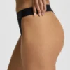 Stretch-cotton thong with red logo