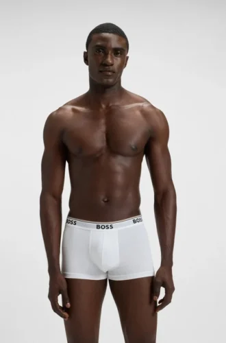Stretch-cotton trunks with repeating logos