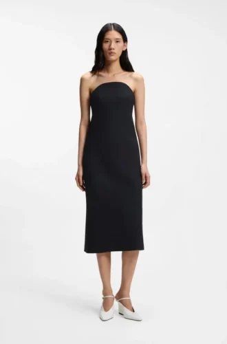 Stretch-crepe bandeau dress with internal corset