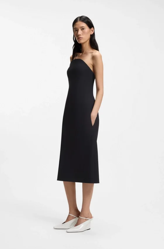 Stretch-crepe bandeau dress with internal corset Stretch-crepe bandeau dress with internal corset