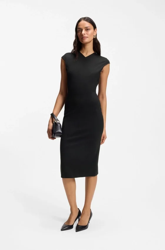 Stretch-fabric dress with cap sleeves Stretch-fabric dress with cap sleeves