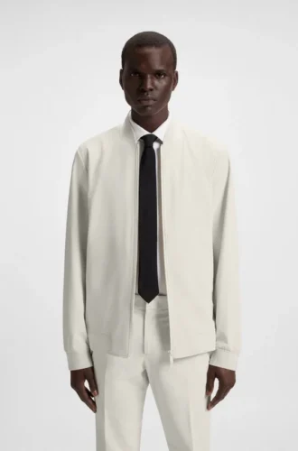 Stretch jacket with water-repellent finish