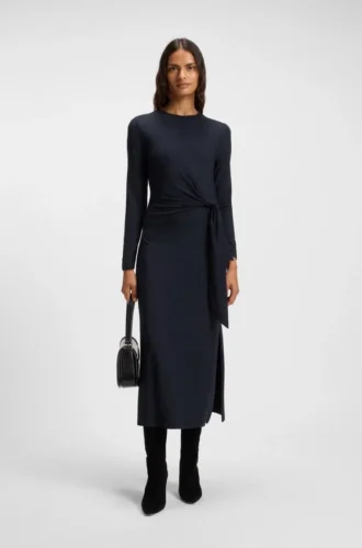 Stretch-jersey dress with knotted waist detail
