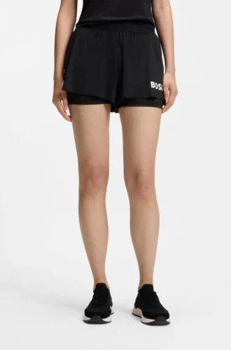Stretch-jersey shorts with contrast logo
