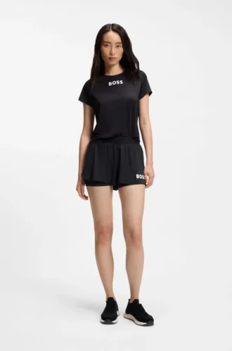 Stretch-jersey shorts with contrast logo