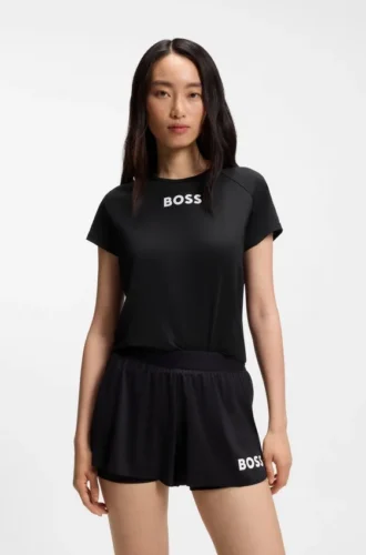 Stretch-jersey T-shirt with tennis artwork