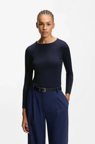 Stretch-jersey top with stacked-logo print