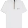 Stretch-mesh slim-fit polo shirt with zip neck