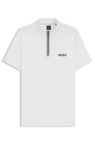 Stretch-mesh slim-fit polo shirt with zip neck