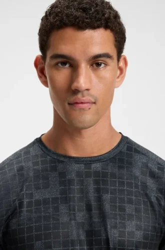 Stretch-mesh slim-fit T-shirt with all-over print