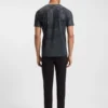 Stretch-mesh slim-fit T-shirt with all-over print