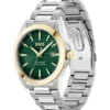 STRIKE Gold- and silver-tone watch with green grooved dial
