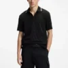 Stripe-collar polo shirt in cotton jacquard