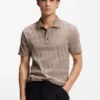 Stripe-collar polo shirt in cotton jacquard