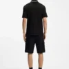 Stripe-collar polo shirt in cotton jacquard