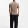 Stripe-collar polo shirt in cotton jacquard