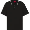 Stripe-collar polo shirt in cotton jacquard