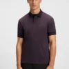 Stripe-cuff polo shirt in interlock cotton Stripe-cuff polo shirt in interlock cotton