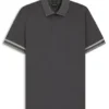 Stripe-cuff polo shirt in interlock cotton Stripe-cuff polo shirt in interlock cotton