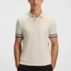 Stripe-cuff polo shirt in interlock cotton Stripe-cuff polo shirt in interlock cotton