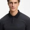 Stripe-cuff polo shirt in interlock cotton Stripe-cuff polo shirt in interlock cotton