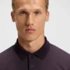 Stripe-cuff polo shirt in interlock cotton Stripe-cuff polo shirt in interlock cotton