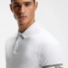 Stripe-cuff polo shirt in interlock cotton Stripe-cuff polo shirt in interlock cotton