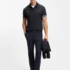 Stripe-cuff polo shirt in interlock cotton Stripe-cuff polo shirt in interlock cotton
