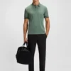 Stripe-cuff polo shirt in interlock cotton Stripe-cuff polo shirt in interlock cotton