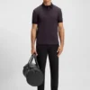 Stripe-cuff polo shirt in interlock cotton Stripe-cuff polo shirt in interlock cotton