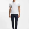 Stripe-cuff polo shirt in interlock cotton Stripe-cuff polo shirt in interlock cotton