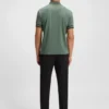 Stripe-cuff polo shirt in interlock cotton Stripe-cuff polo shirt in interlock cotton