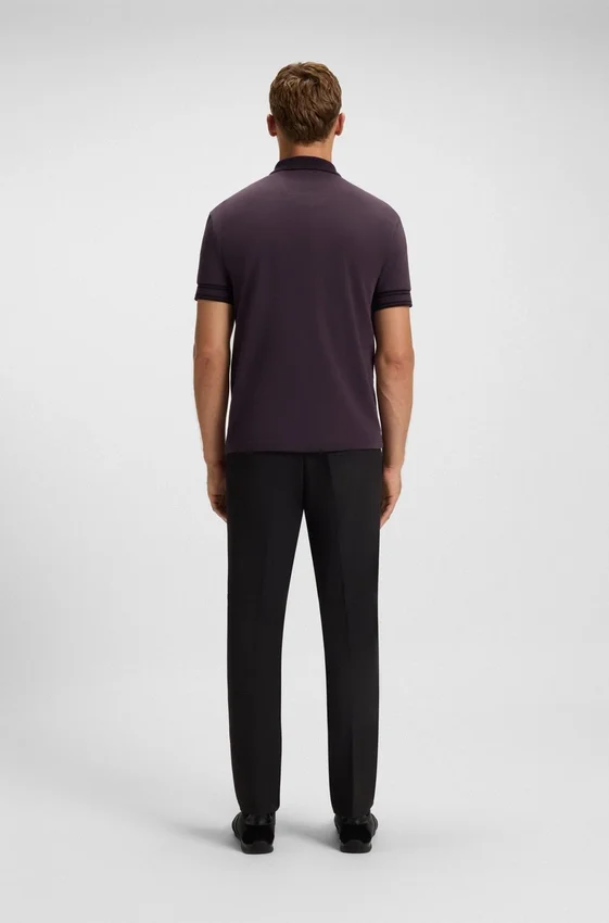 Stripe-cuff polo shirt in interlock cotton Stripe-cuff polo shirt in interlock cotton