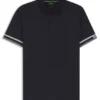 Stripe-cuff polo shirt in interlock cotton Stripe-cuff polo shirt in interlock cotton