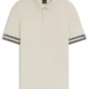 Stripe-cuff polo shirt in interlock cotton Stripe-cuff polo shirt in interlock cotton