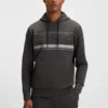 Stripe-detail hoodie in a cotton blend