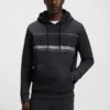 Stripe-detail hoodie in a cotton blend