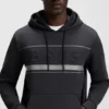 Stripe-detail hoodie in a cotton blend